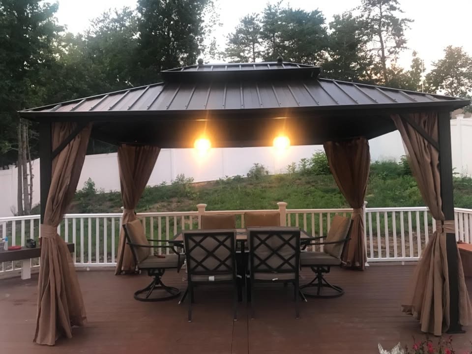 10'x13' Hardtop Gazebo Galvanized Steel Outdoor Patio Gazebo Canopy Double Roof Pergolas