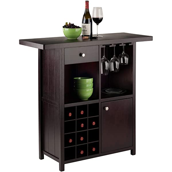 Winsome Macon Bar Wine Cabinet, Espresso