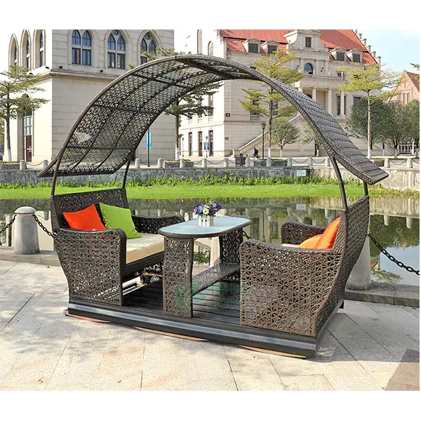 【Home&Garden】Outdoor Swing Rocking Chair Balcony Table & Chair Rattan Chair