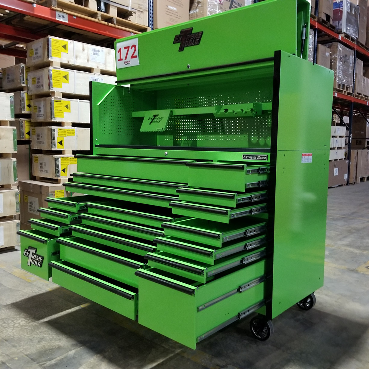 used toolboxScratch & Dent, Extreme Tools 72 x 30 19 Drawers Roller Cabinet & Power Hutch Combo C ShowRoom Demo