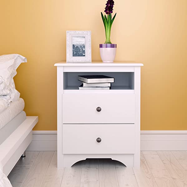 Prepac Fremont 2 Drawer Nightstand with Open Shelf, Espresso, Tall Espresso Fremont Nightstand