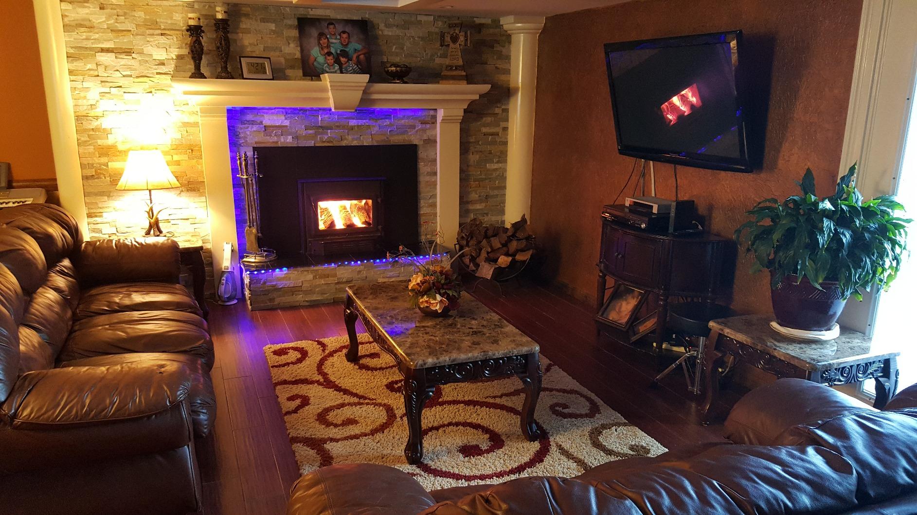 【Furniture】3-Piece Traditional Faux Marble Top Accent Tables Set, Dark Oak