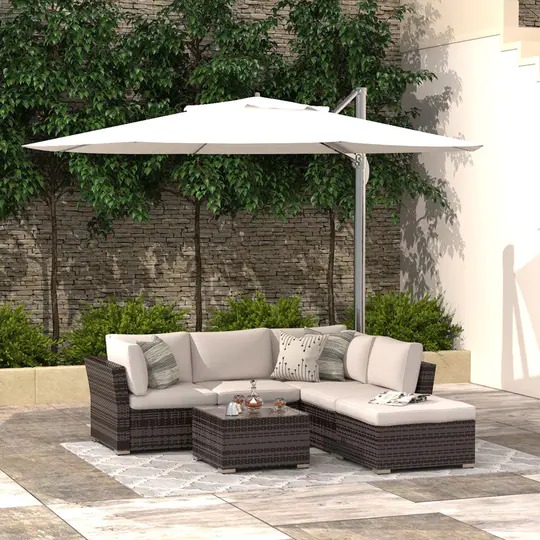 4-piece Wicker Patio Conversation Set with Waterproof Cover