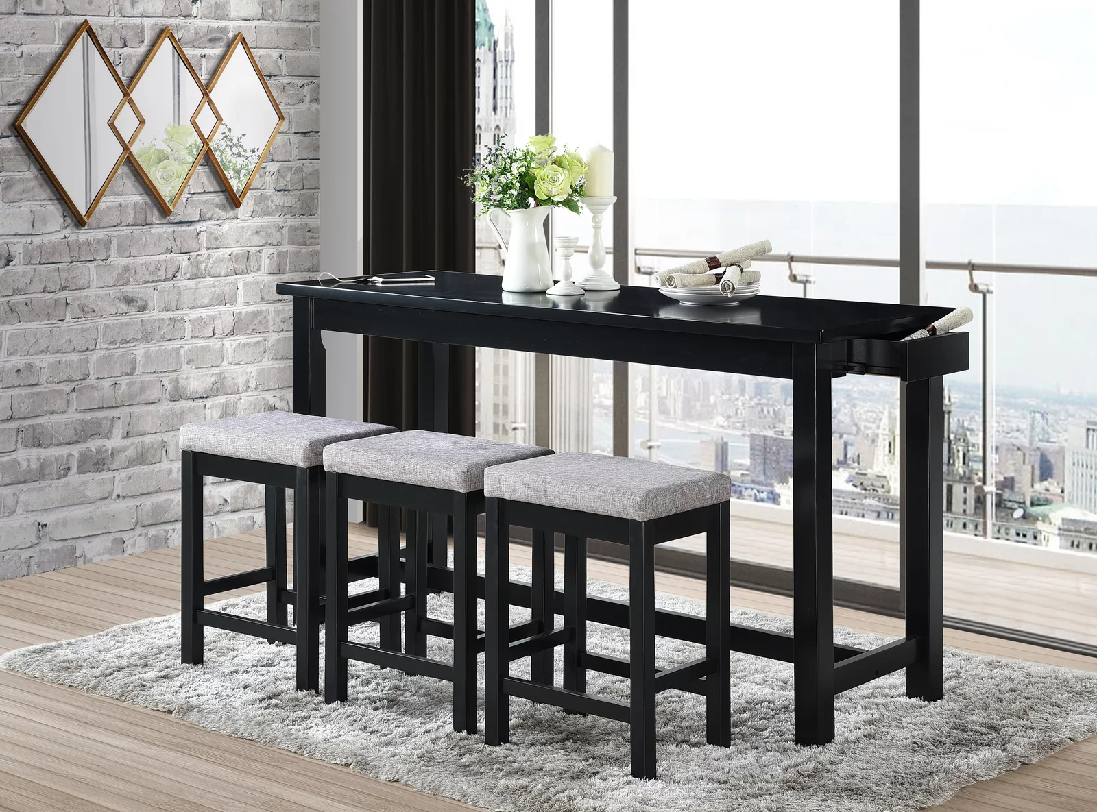 【Furniture】Haga 3 - Person Counter Height Dining Set