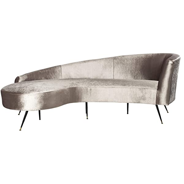 Safavieh Couture Home Evangeline Modern Glam Champagne Velvet and Black Parisian Sofa Champagne/Black