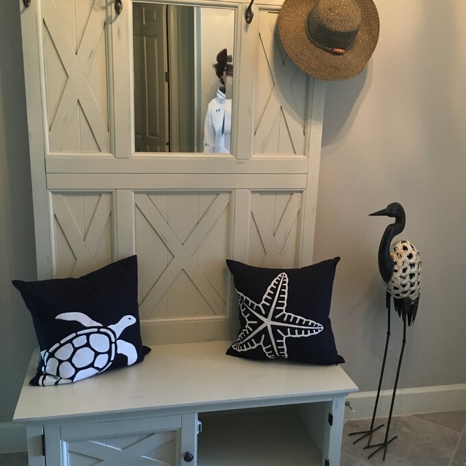 【Furniture】Lana 45'' Wide Mahogany Solid Wood Hall Tree with Bench