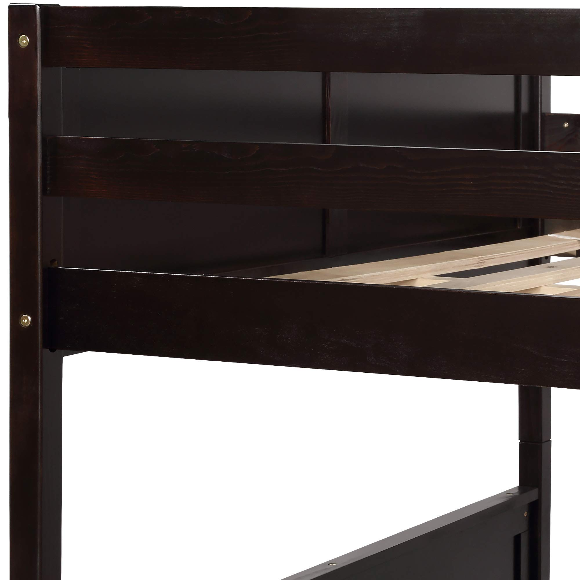 【Furniture】Full Over Full Bunk Bed for Kids Teens, Detachable Wood Full Bunk Bed Frame with Trundle