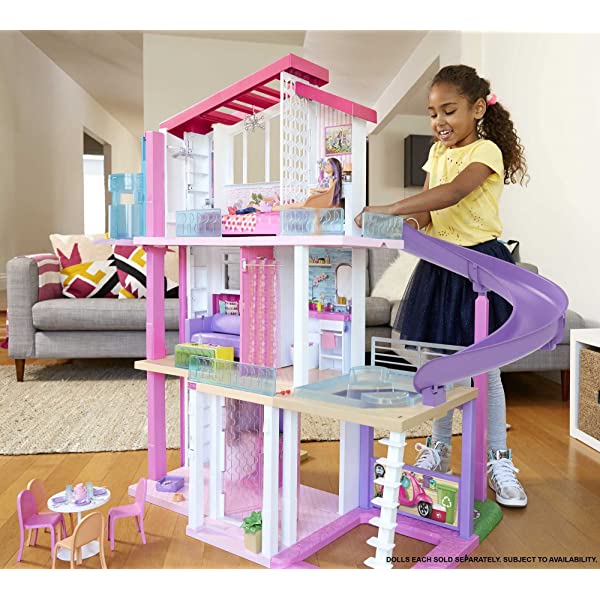 Barbie Dreamhouse Dollhouse with Wheelchair Accessible Elevator, Pool, Slide and 70 Accessories Including Furniture and Household Items, Gift for 3 to 7 Year Olds